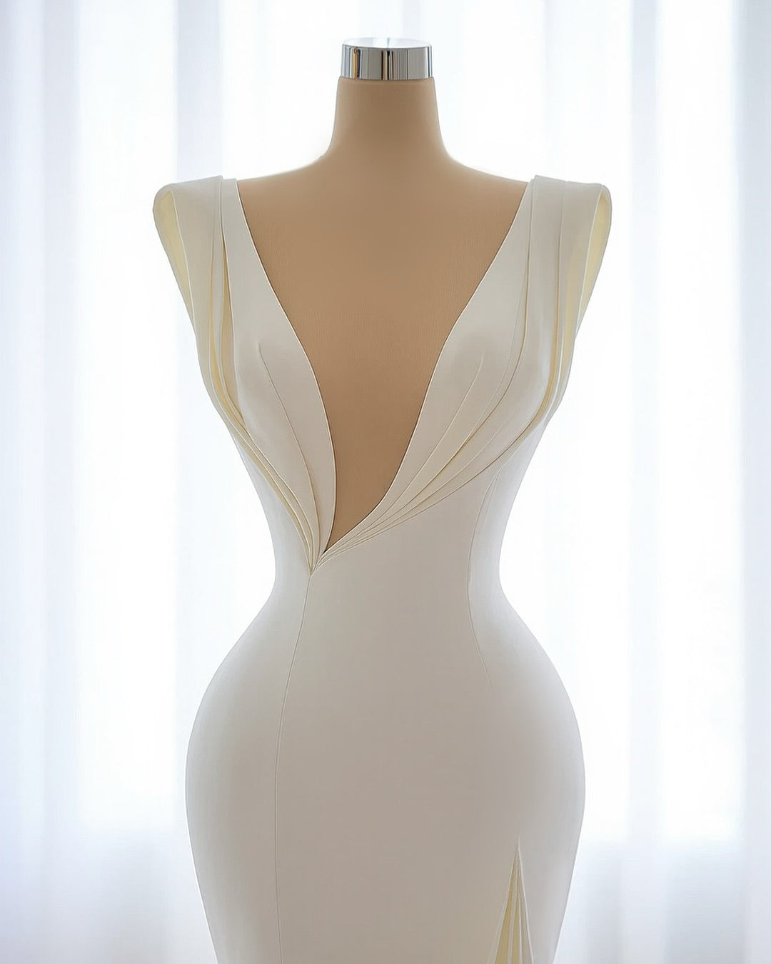 Deep V Neck Wedding Dress