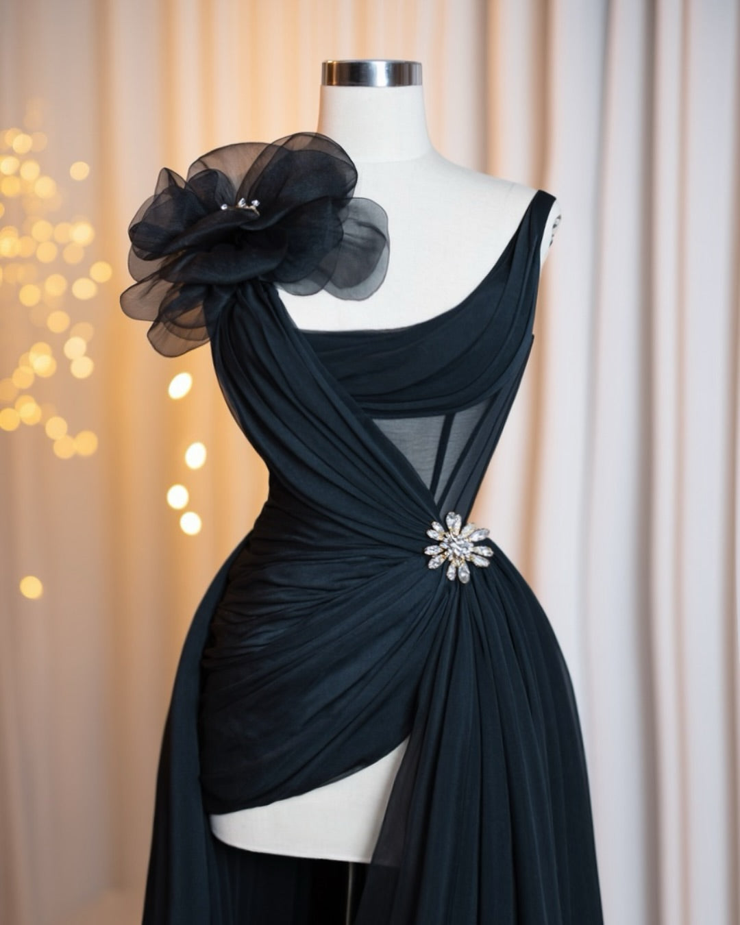 Long Black One Shoulder Dress