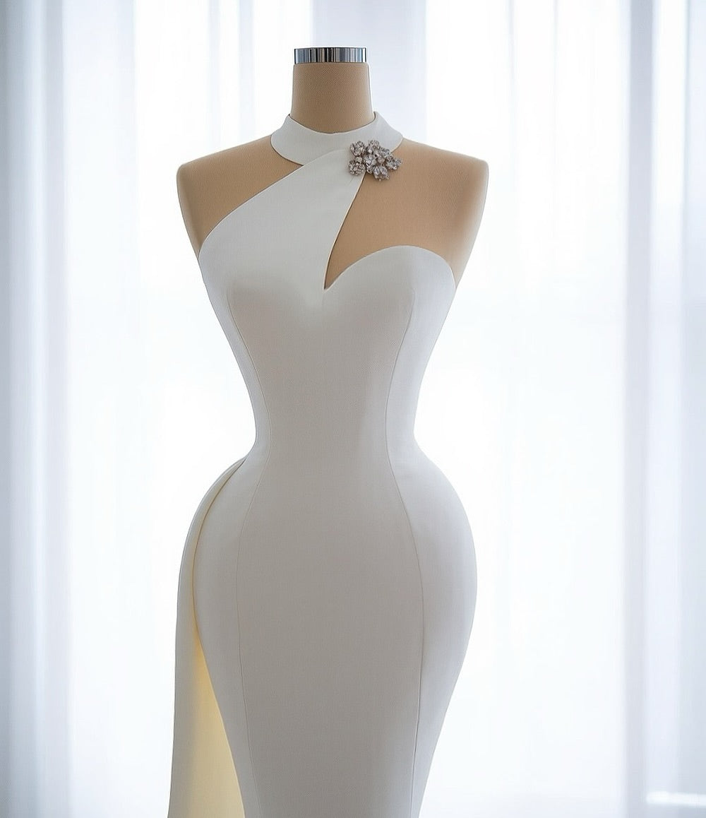 White Halter Gown
