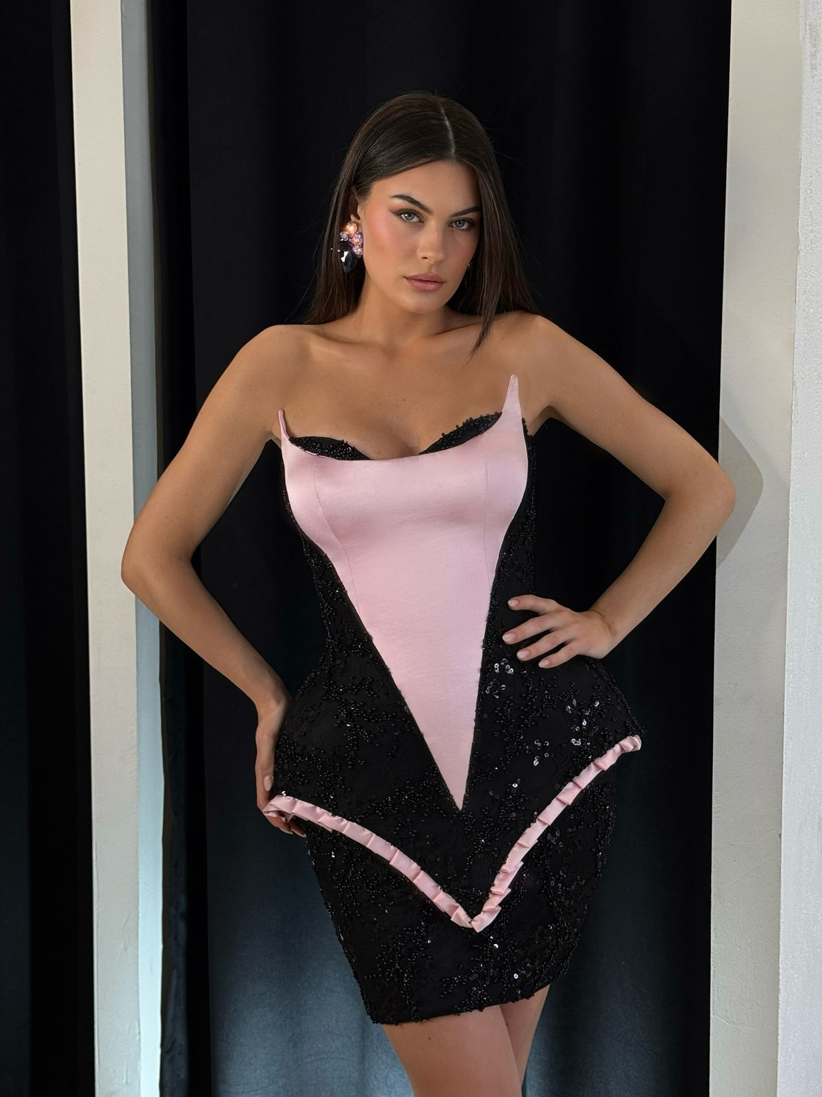 Pink And Black Dress