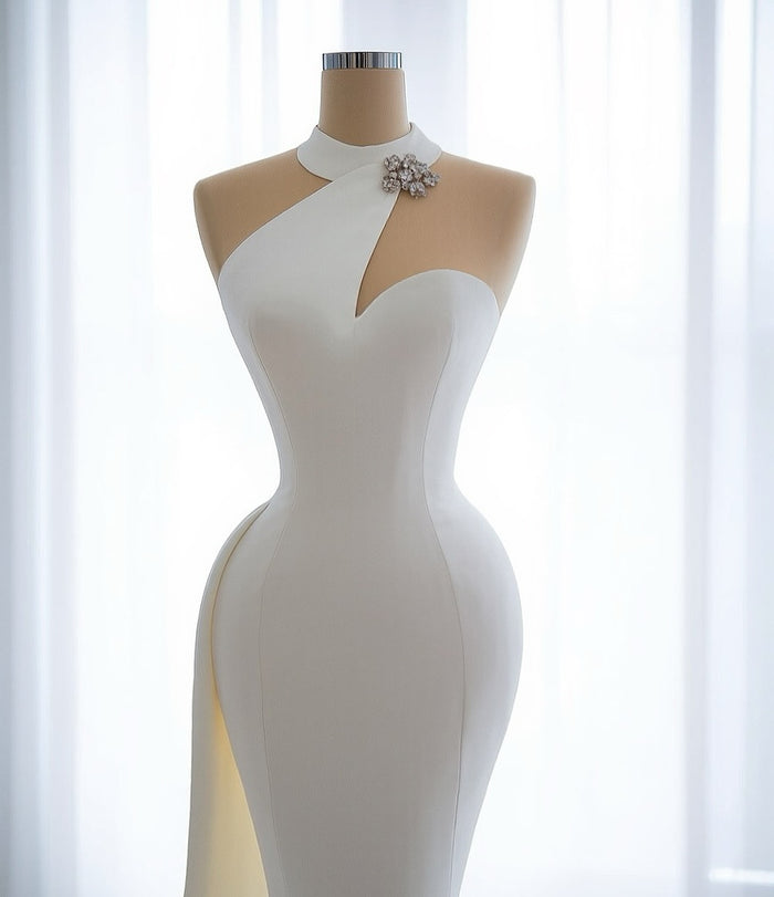 White Halter Gown